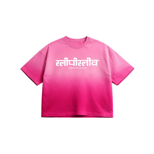 BADDIE PINK OMBRE WASH BOXY FIT T-SHIRT
